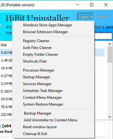 HiBit Uninstaller other tools