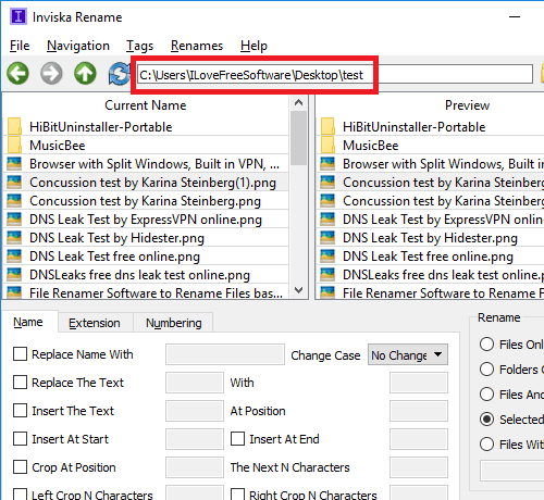 Inviska Rename file browser