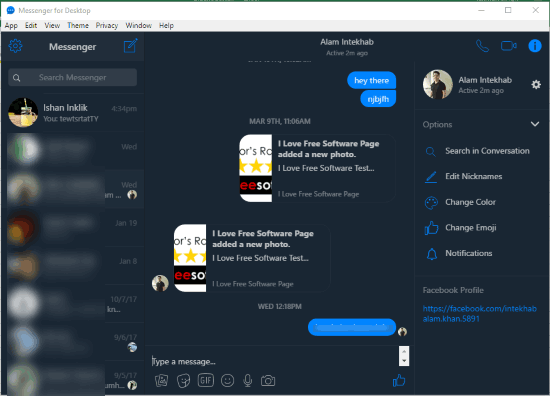 Messenger for Desktop- interface