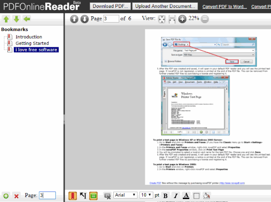 PDF Online Reader- interface