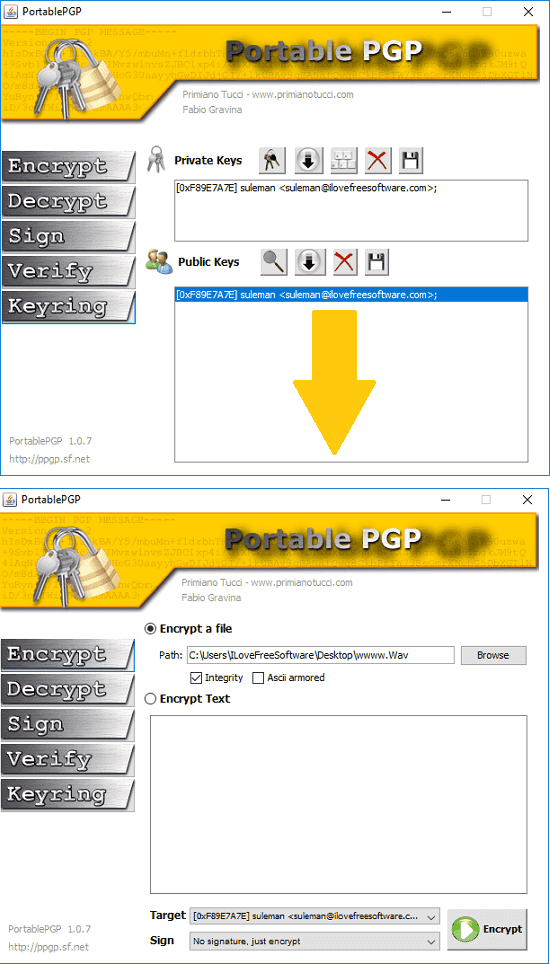 Portable GPG PGP file encryption