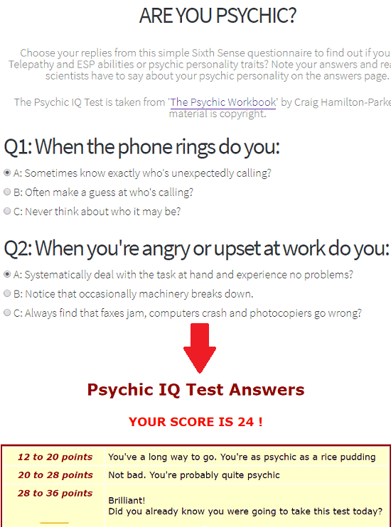 Psychic IQ Test free ESP test online