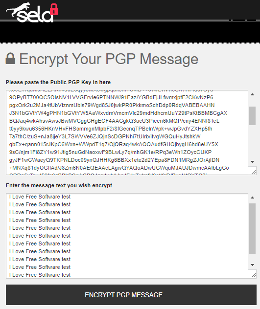 Sela.io online pgp encryption free