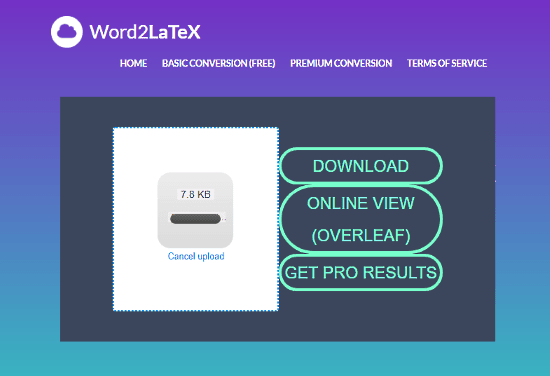 Word2LaTeX: word to latex online