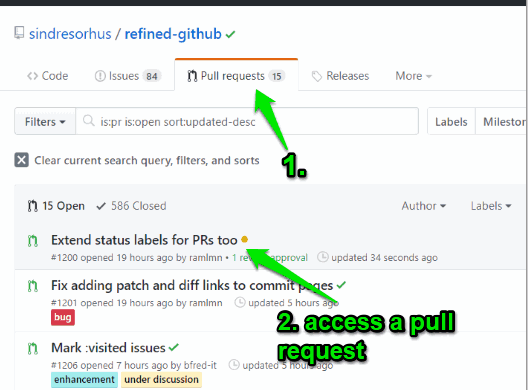 access a repository and then a pull request or issue