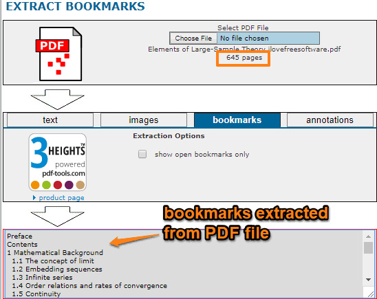 bookmarks extracted from pdf