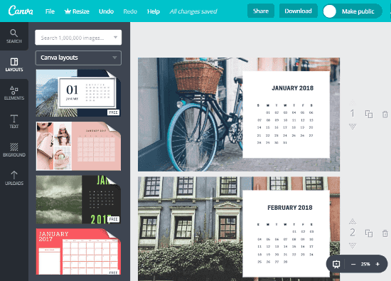 Canva Online Photo Calendar Maker