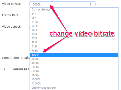 change video bitrate