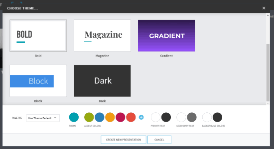 choose theme and color palette