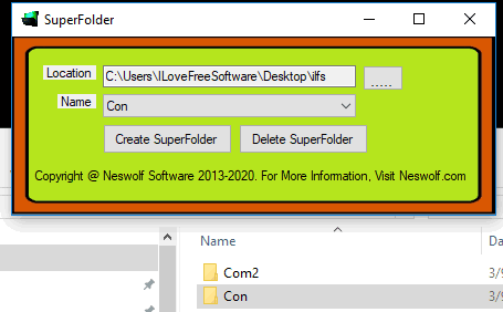 create undeletable folder with SuperFolder software