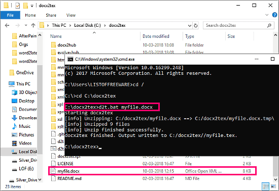  Word to LaTeX command line converter