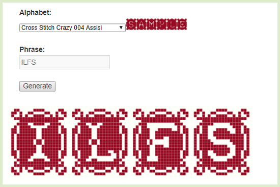 generate cross stitch letter