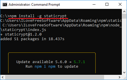 install staticrypt in Windows 10