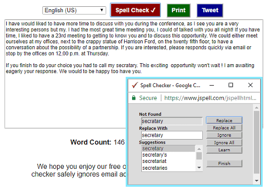 JSpell: Text Correction Online