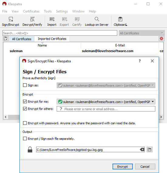 kleopatra PGP file encryption