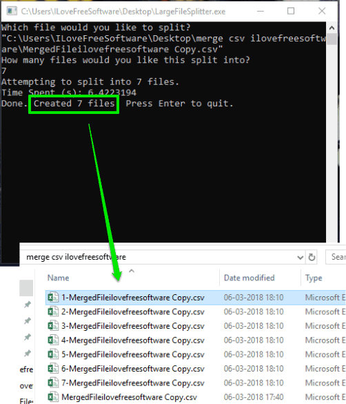 large csv file splitted