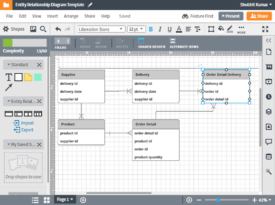 LucidChart: draw ER Diagram online