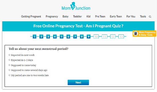 online pregnancy test