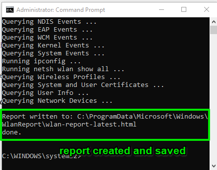 report created and saved