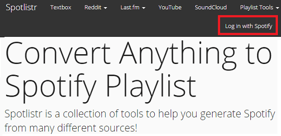 spotlistr login with spotify account
