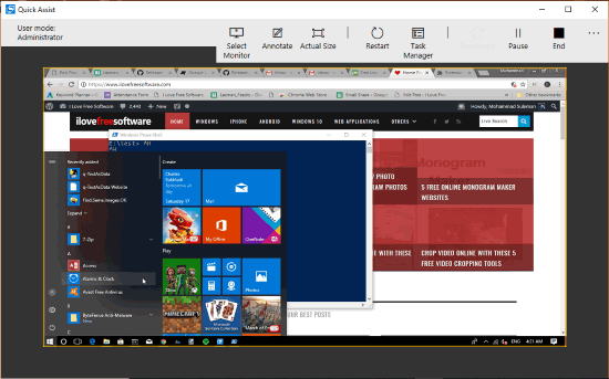 windows 10 screen shared using built-in tool of windows 10