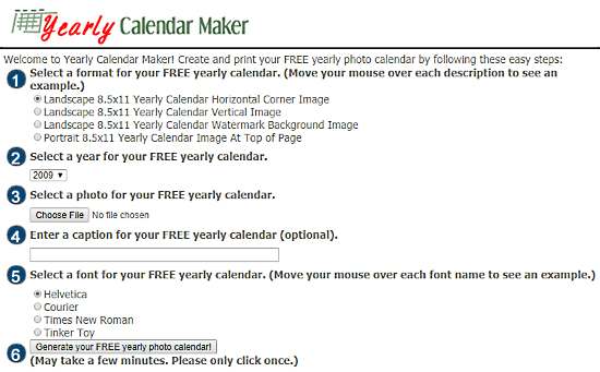 yearly photo calendar maker