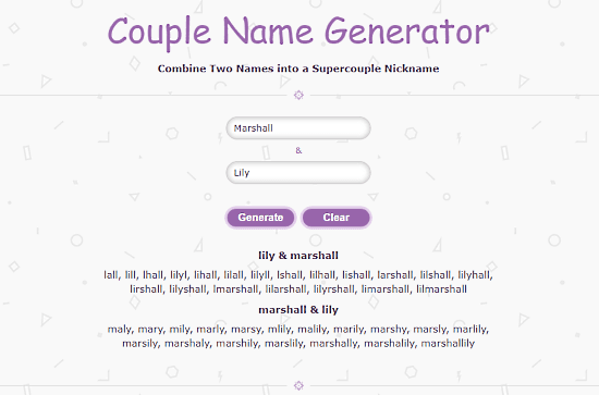 Free Couple Name Generator Website