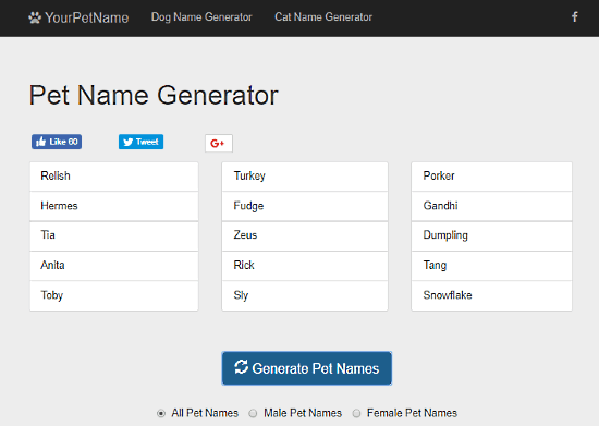 free pet name generator