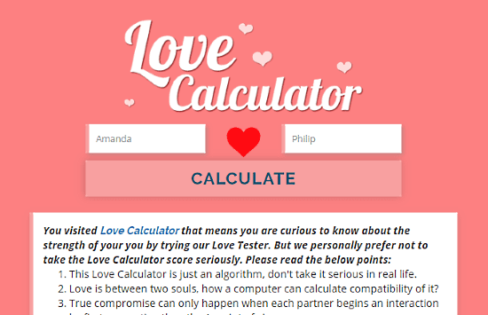love calculator by name