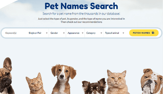 pet name search