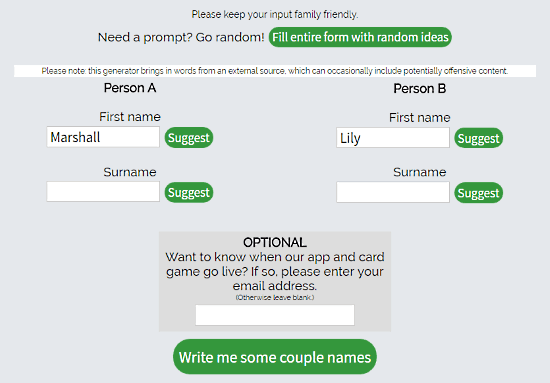Free Couple Name Generator Website
