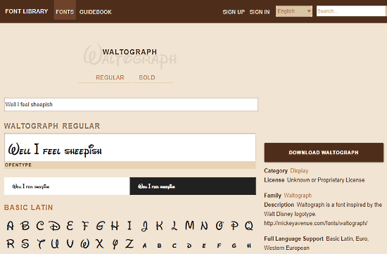 waltograph disney font generator