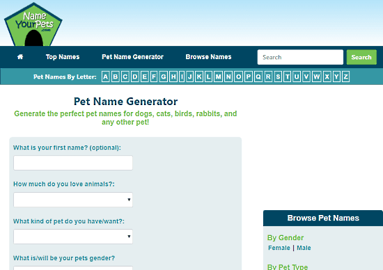 pet name generator