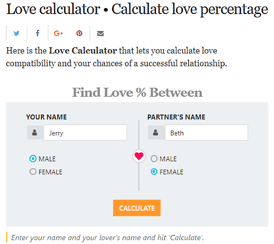 free online love calculator