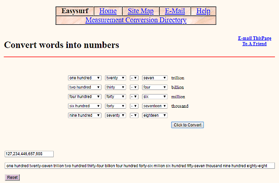 convert words into numbers
