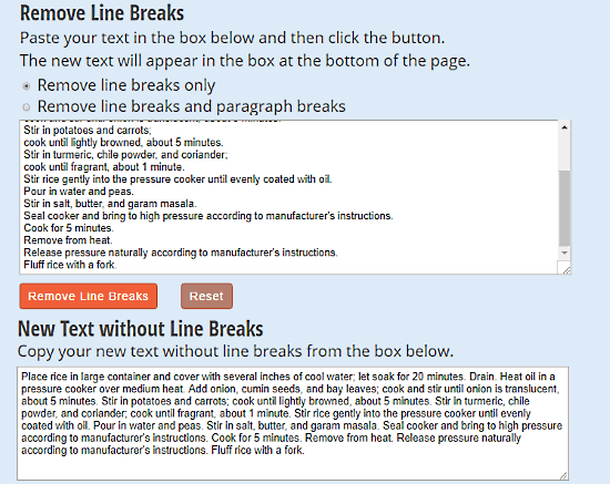 line break removal tool