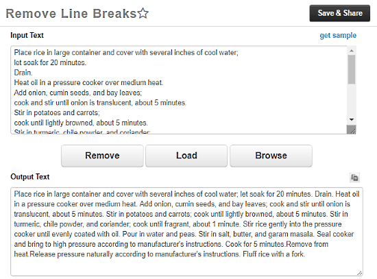 remove line breaks online