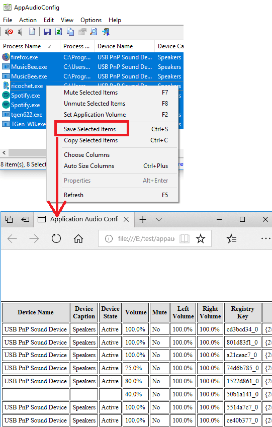AppAudioConfig export sound settings of programs to a file