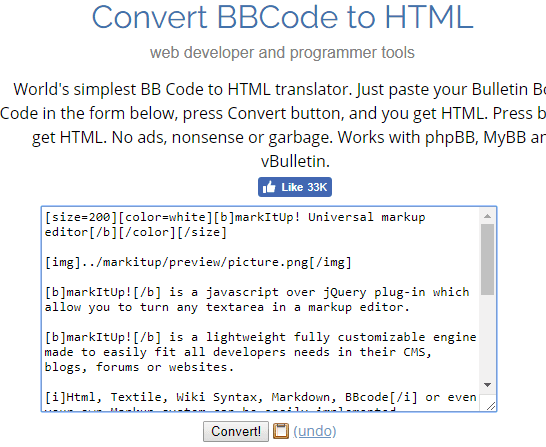 BBCode to HTML converter browserling