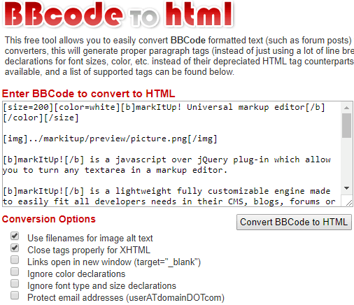 BBCode to HTML
