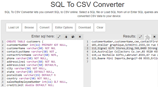 BeautifyTools free SQl to CSV conveter online