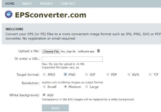 EPSconverter.com interface