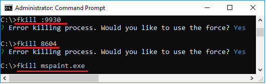 Fkill terminating processes