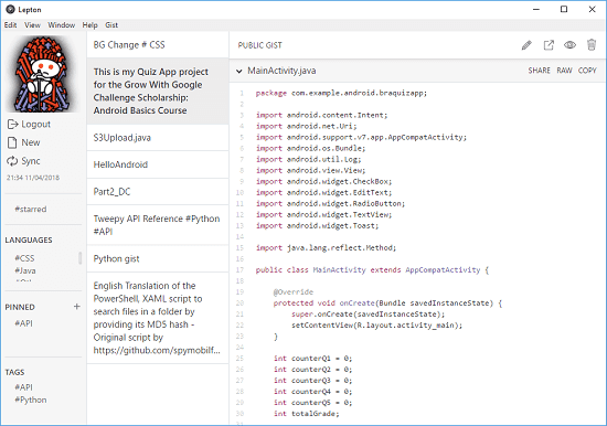 Free Code Snippet Manager Based on GitHub Gist with Markdown, Search