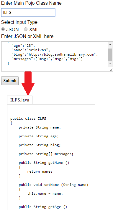 JSON to Java Pojo Classes Online