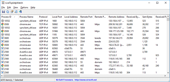 LiveTcpUdpWatch See Live TCP and UDP Activities in Windows