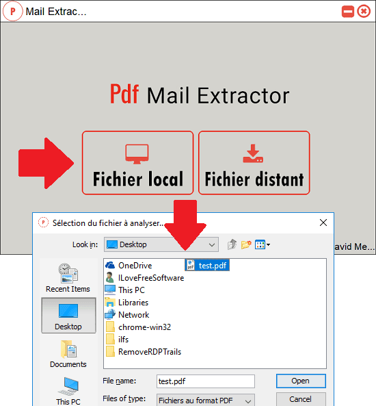 PDF Mail Extractor specify PDF file
