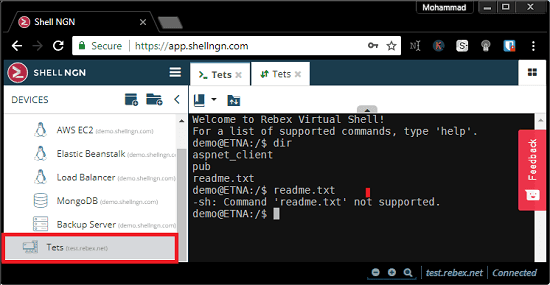 Shell NGN SSH session