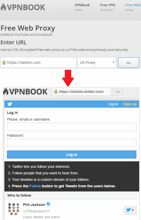 VPNBook free web proxy