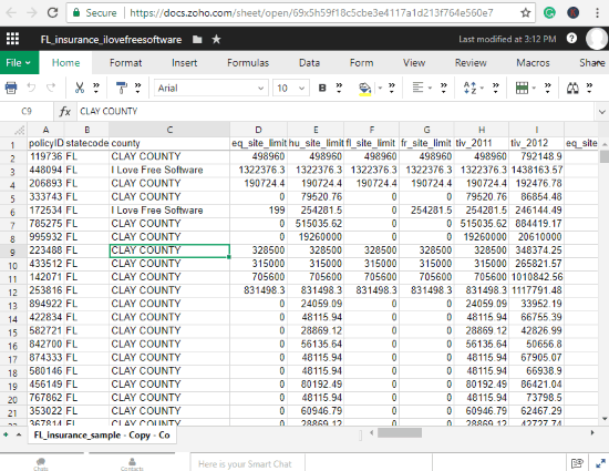 Zoho Sheet CSV editor